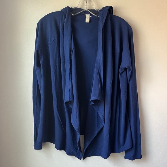 🏷️ 2/$20 Old Navy Royal Blue Cascade Hooded Jersey Cardigan - Picture 1 of 4